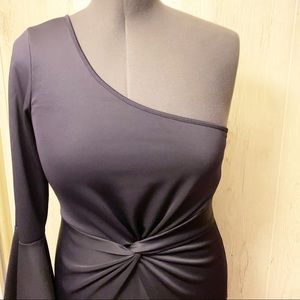 Navy Blue one sleeve any occasion dress